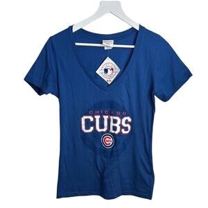 MLB Cubs Chicago Genuine Merchandise S/S V-Neck Shirt Graphic Logo W1660 Sz M